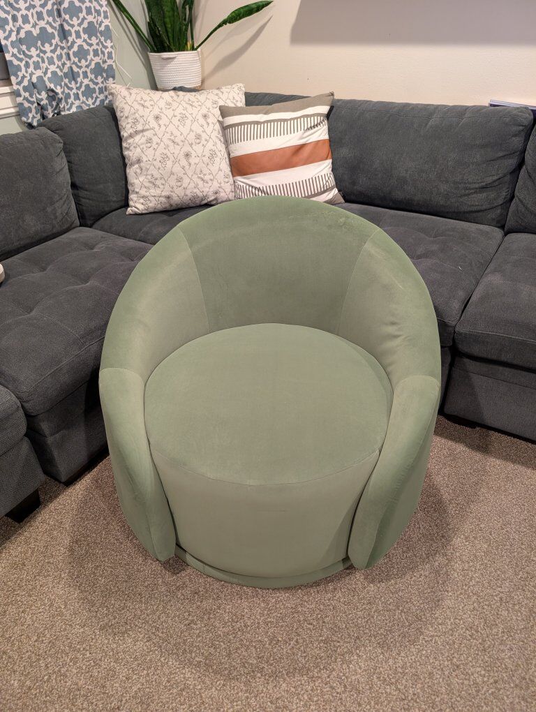 Nice Velvet Swivel Barrel Chair