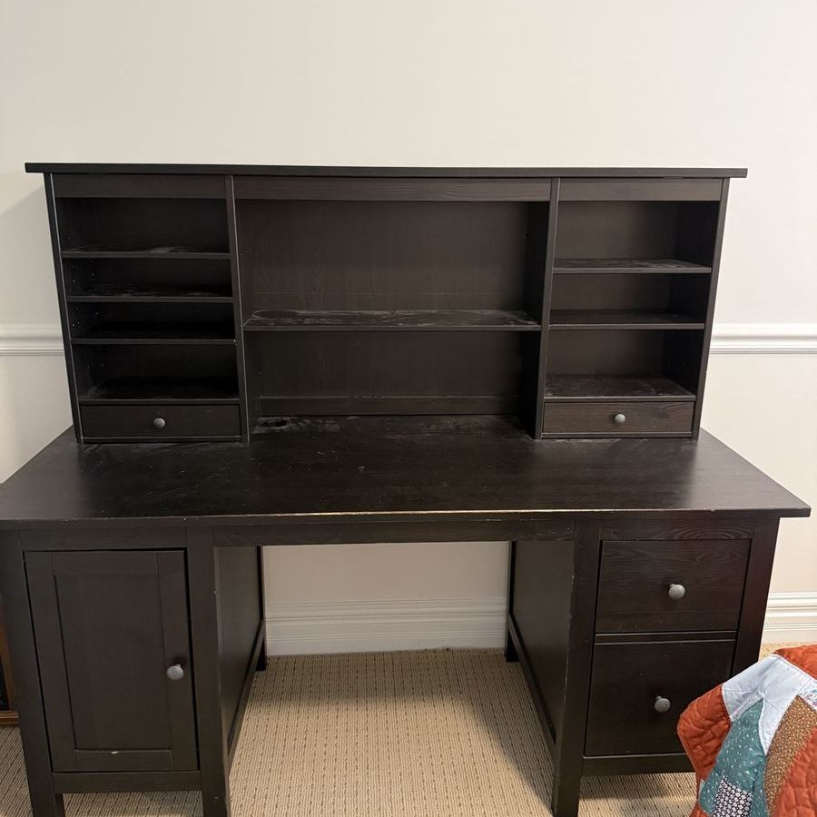 IKEA hemnes black desk with hutch