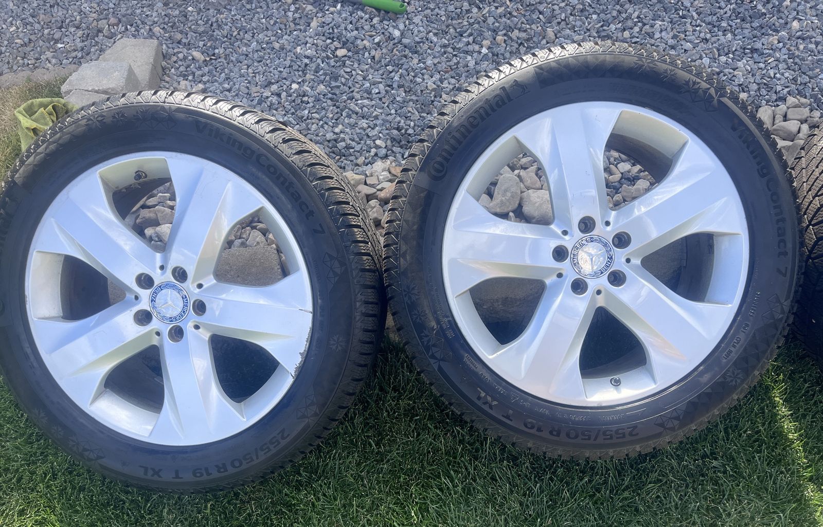 Mercedes OEM 19” wheels with Continental VikingContact 7 tires.