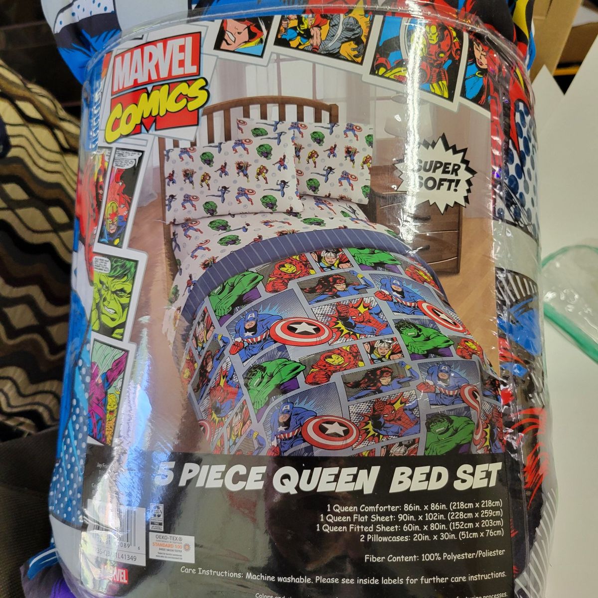 MarvelMarvel  Hero comforter 5pc set sz Queen $40