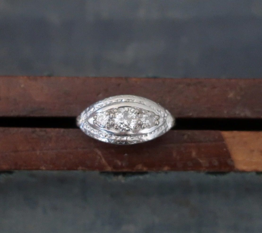 Vintage Marquise Silver Engagement Ring with Elegant and Timeless Design