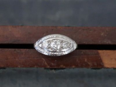 Vintage Marquise Silver Engagement Ring with Elegant and Timeless Design