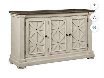 Farmhouse Style 3-Door Console Cabinet White Washed Storage Buffet TV Stand Media Console