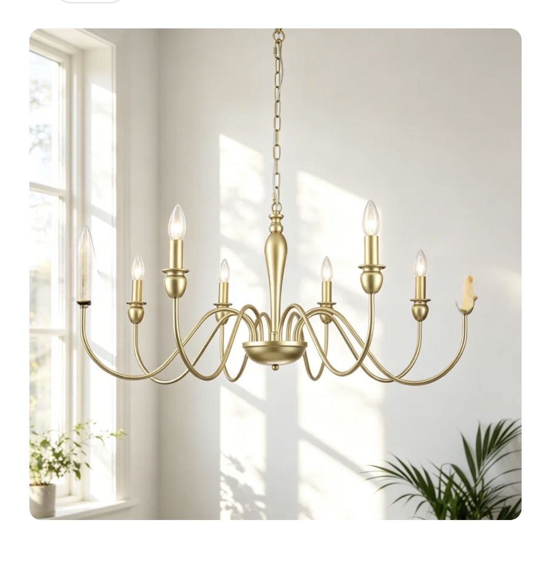 Vintage Gold 8-Light Chandelier E12 Base Solid Metal Hanging Light Fixture