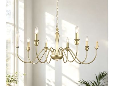 Vintage Gold 8-Light Chandelier E12 Base Solid Metal Hanging Light Fixture