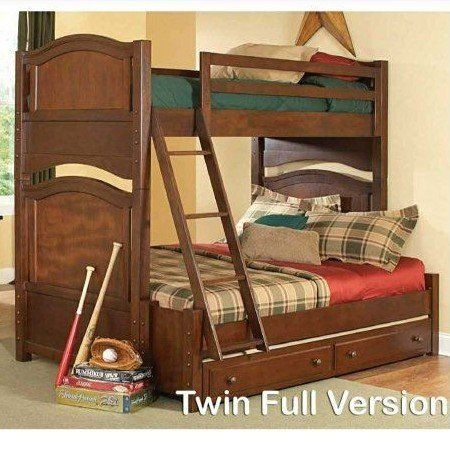 Versatile Dark Walnut Twin/Full Bunk Bed Set - Converts to Individual Beds - Excellent Condition