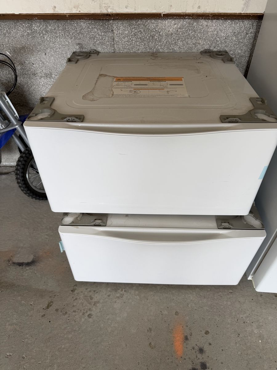 White Washer and Dryer Pedestals Laundry 
