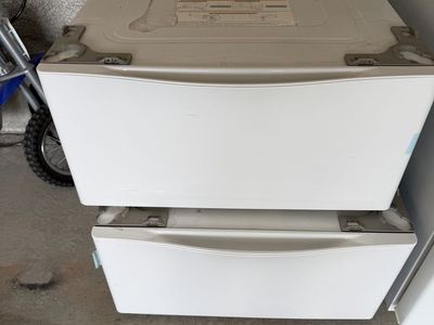 White Washer and Dryer Pedestals Laundry