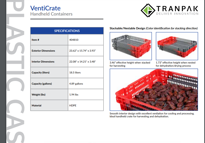 Agricultural vented crate handled storage and drying