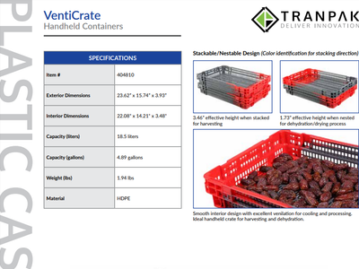 Agricultural vented crate handled storage and drying
