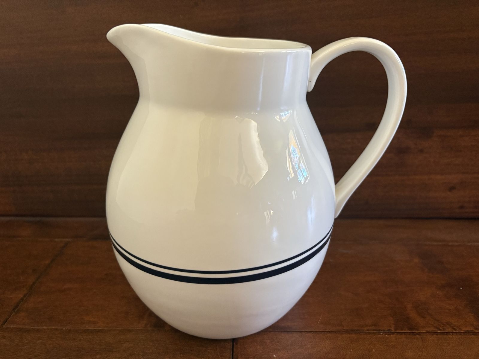 Sur la Table White Ceramic Pitcher w/ Black Stripes
