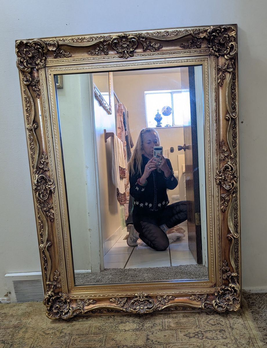 Vintage French Baroque Gilted Solid Carved Wood Exquisite Wall Mirror