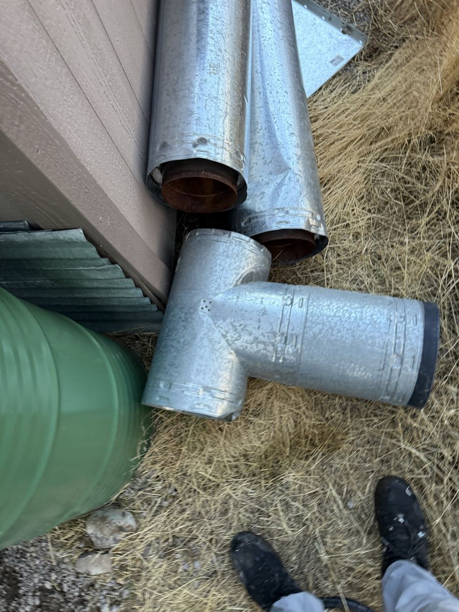 Metal Chimney Flue Pipes and T-Connector Used