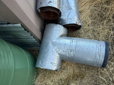 Metal Chimney Flue Pipes and T-Connector Used