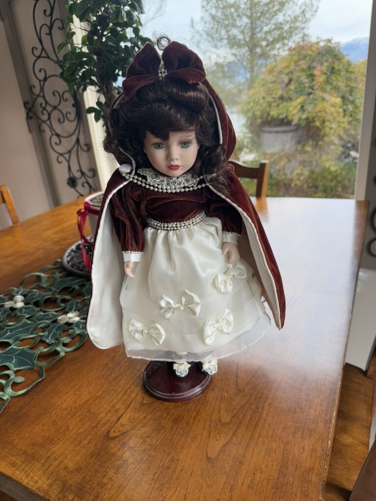 Vintage Porcelain Doll Velvet Dress