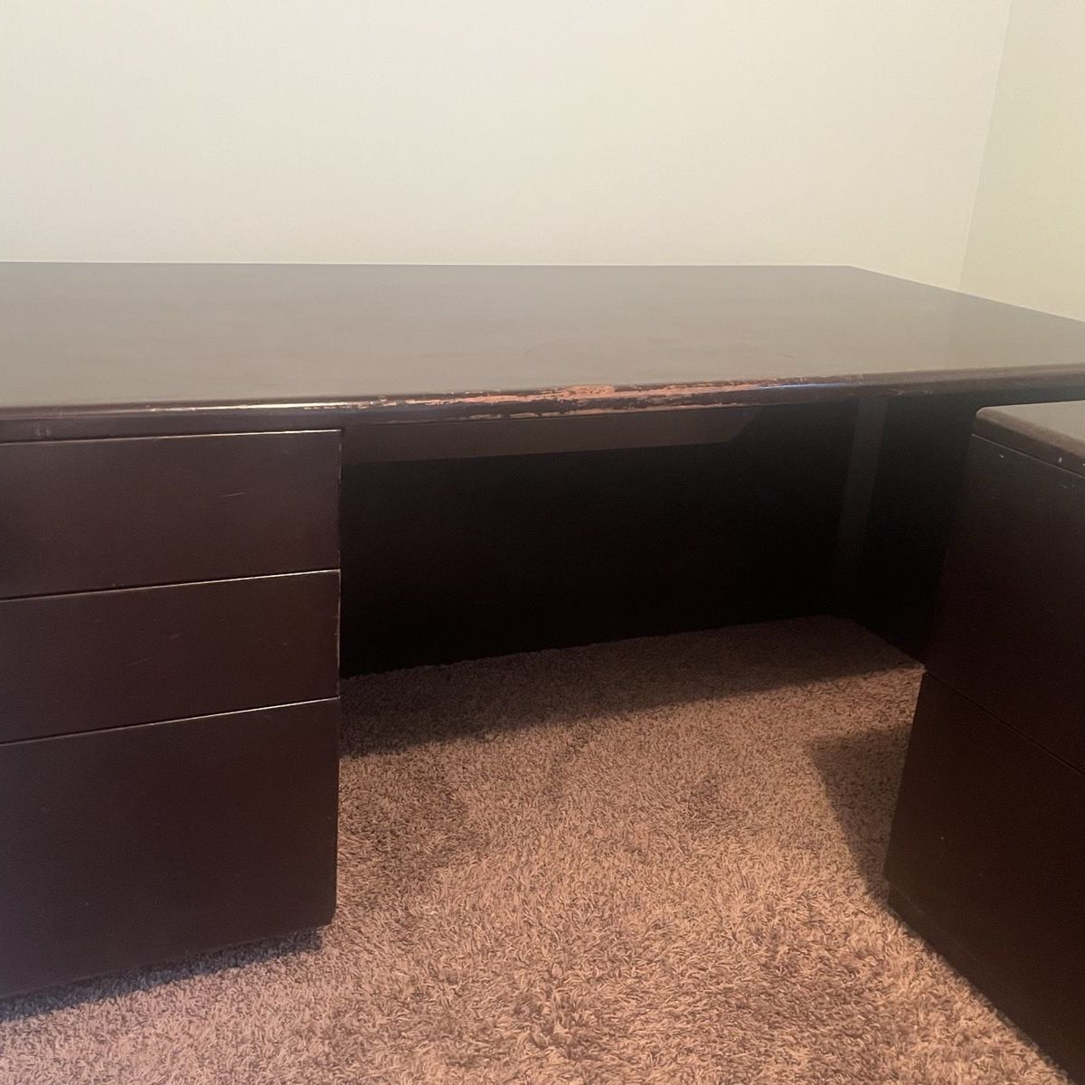 Hardwood Desk and matching Credenza