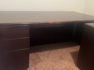 Hardwood Desk and matching Credenza