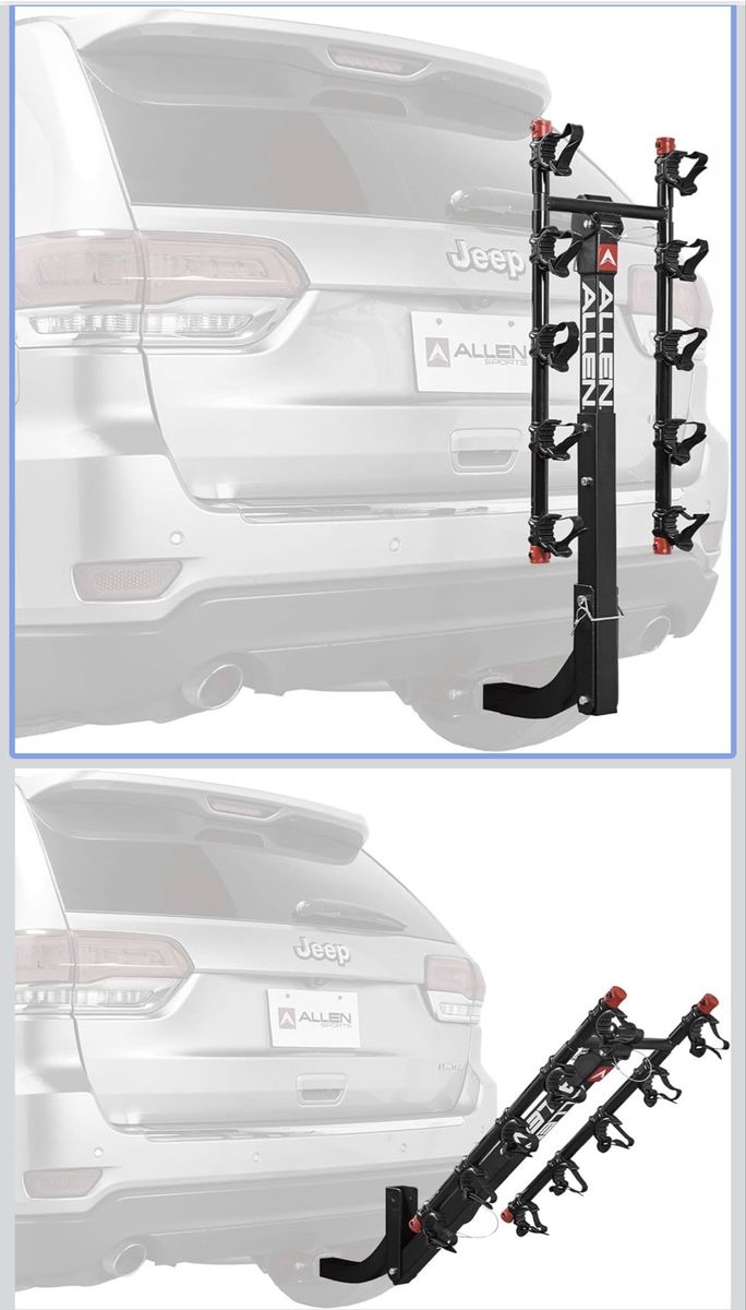 Allen Sports Deluxe 5- Bike Hitch Mounted Bike Rack, Heavy Duty, Folding Arms