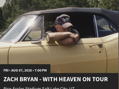 Zach Bryan 4 GA Floor Tickets - Rice Eccles Stadium - Aug 7, 2026 Concert in Salt Lake City, UT