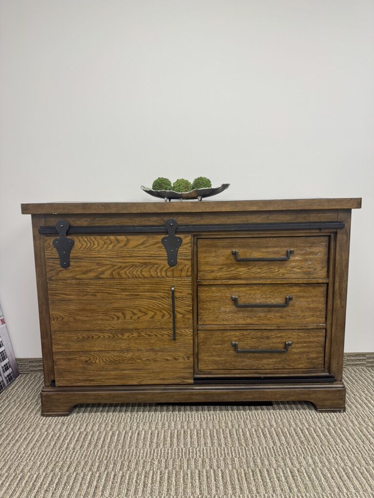 Wood Sliding Barn Door Cabinet with Drawers