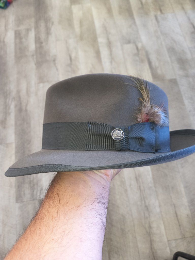 Stetson Whippet Royal Deluxe Gray Fedora Hat - Size 58 (7 1/4) - Made in USA