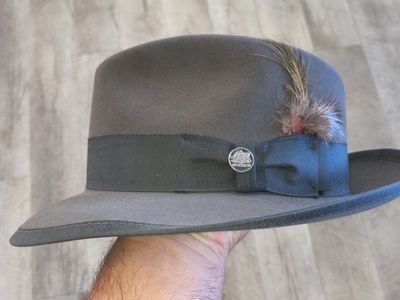 Stetson Whippet Royal Deluxe Gray Fedora Hat - Size 58 (7 1/4) - Made in USA
