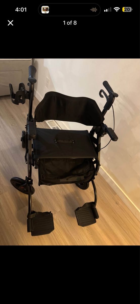2 in 1 All Terrain Rollator Walker & Transport Chair, Black
