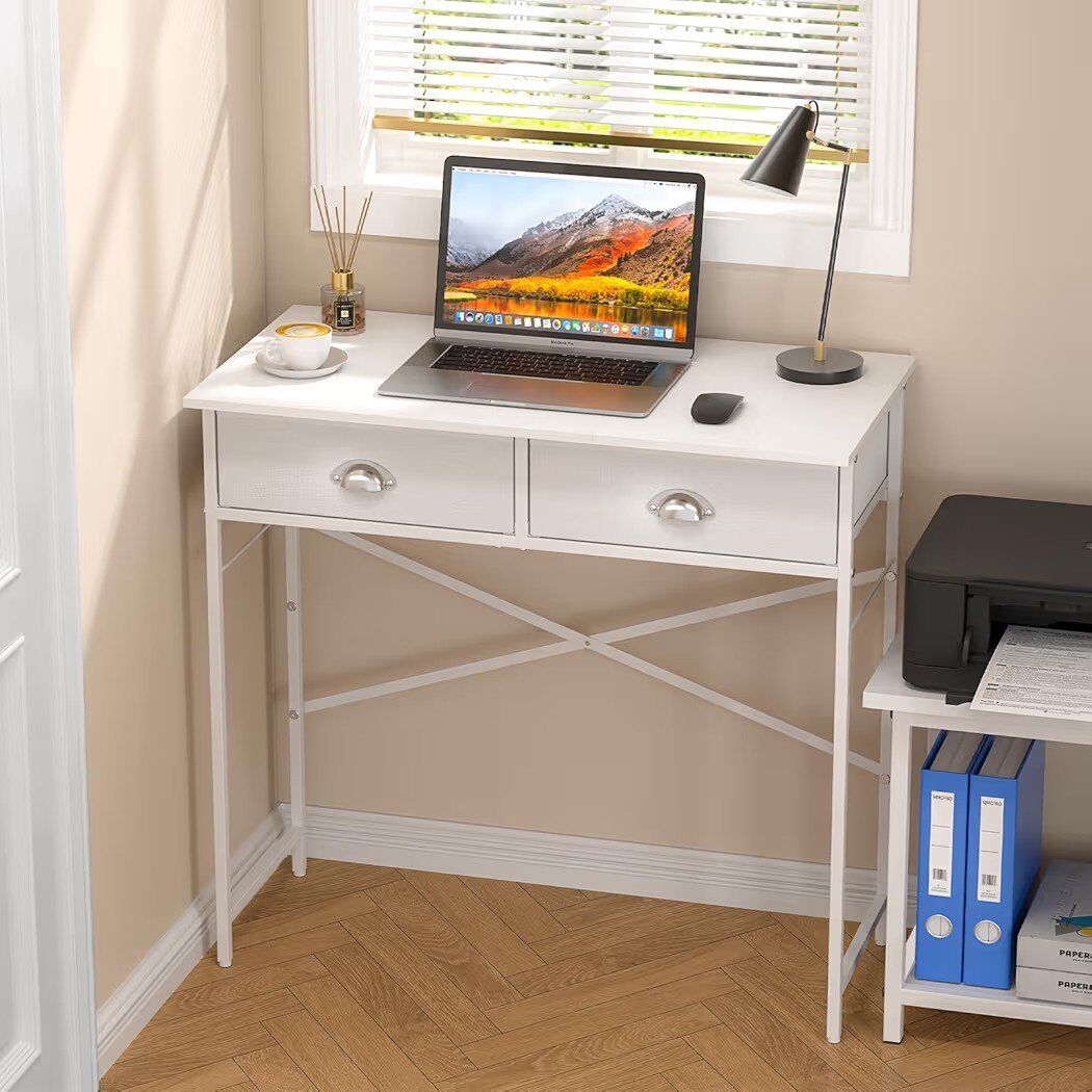 Brand New Small White Desk with Drawers