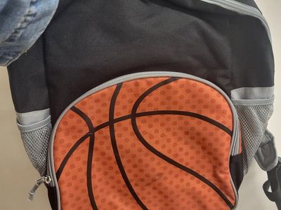 Basketball Print Black and Orange School Backpack