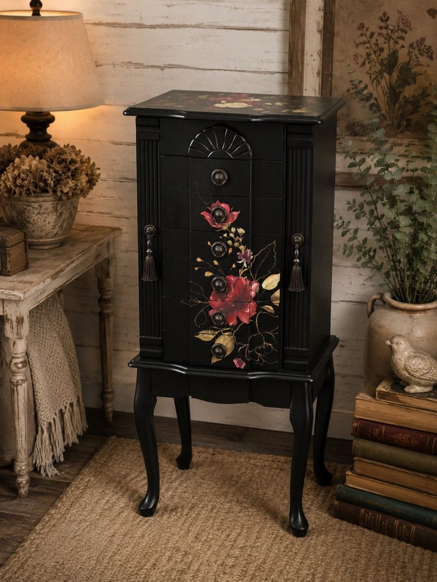Beautiful Dark Rose Jewlery Armoire