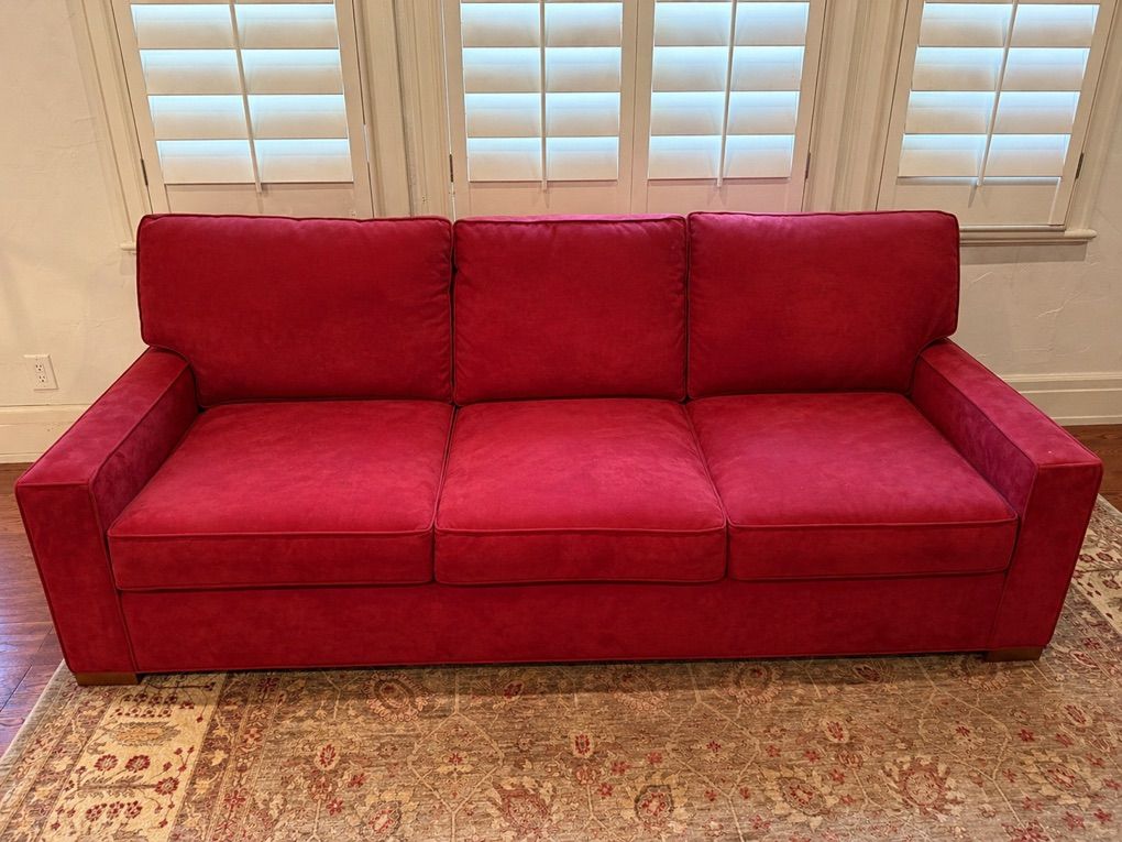 High-End Red Microfiber Sofa & Loveseat