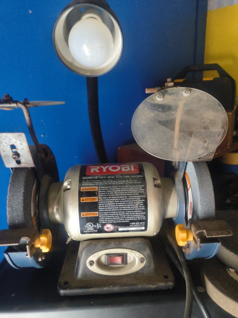 Ryobi BGH6110 6" Bench Grinder with Light & Eye Shields, 1/2HP 3450 RPM