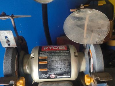 Ryobi BGH6110 6" Bench Grinder with Light & Eye Shields, 1/2HP 3450 RPM