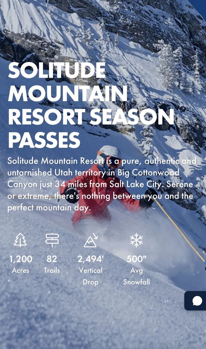 Two 2026-2027 Adult Full-Season Pass at Solitude Mountain Resort