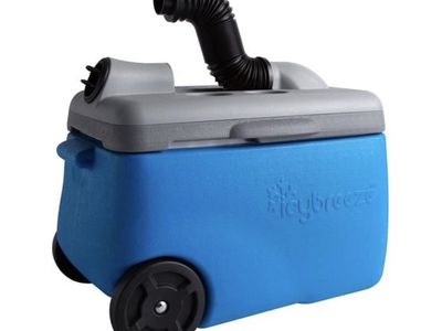 IcyBreeze Portable Air Conditioner Cooler - Blue Wheeled Cooler with Battery & Charger