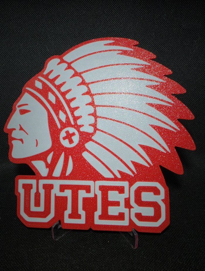 University of Utah Red & White Utah Utes Chief Logo Wall Decor / Sign