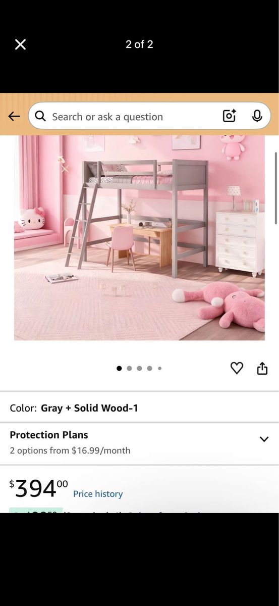 Grey loft wood twin bed