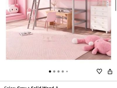 Grey loft wood twin bed
