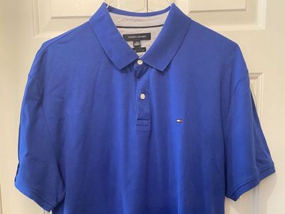 LIKE NEW! Tommy Hilfiger Men's Vibrant Blue Polo Shirt XL (TG/XG) Custom Fit Short Sleeve - C PIX