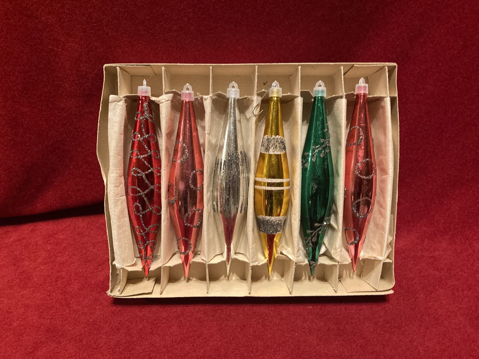 Vintage Rare Mercury Glass Teardrop Icicle Multicolor Set Germany