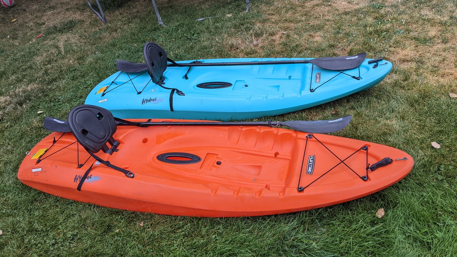 Lifetime kayaks and paddles for adult riders, 225 pound weight limit