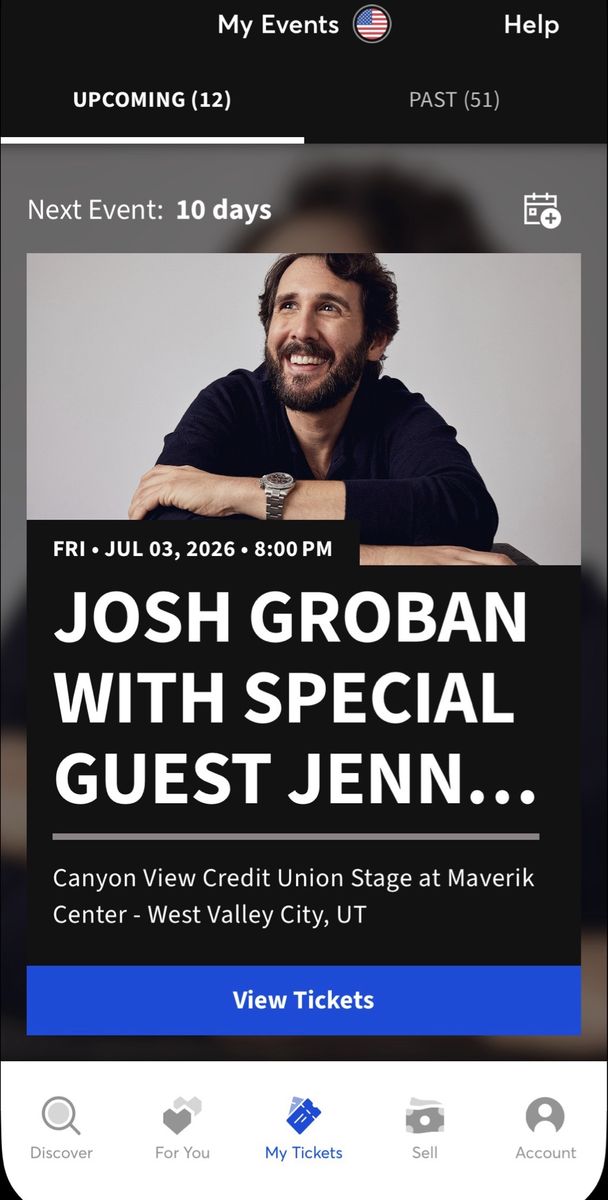 Josh Groban concert ticket