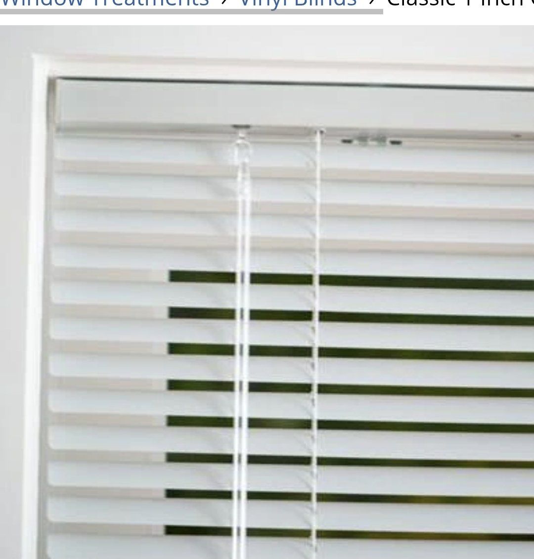 New white 1" slat vinyl blinds 54x50.5 in cordless