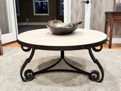 Beautiful Stone Top Wrought-iron 40x19 coffee table