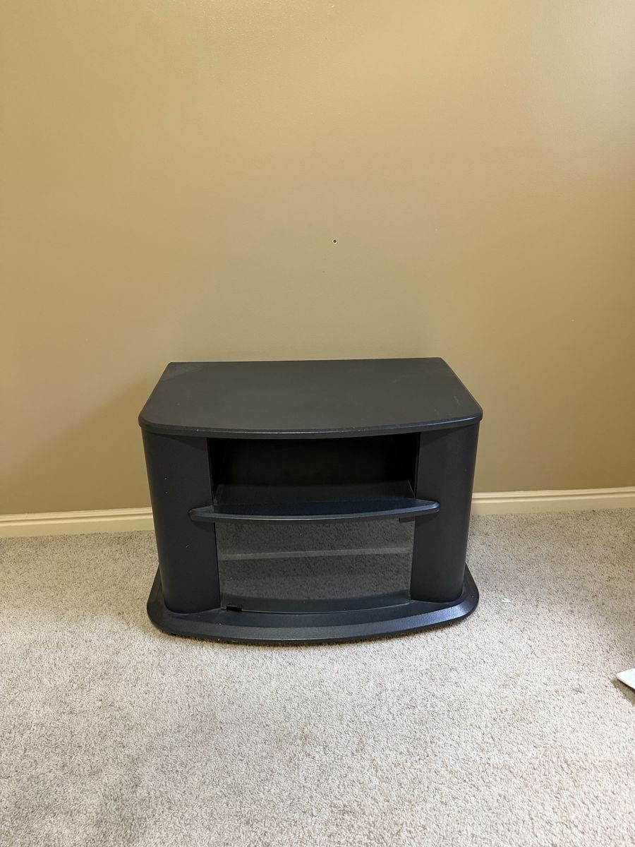 Black TV Stand Media Console with Glass Cabinet Door