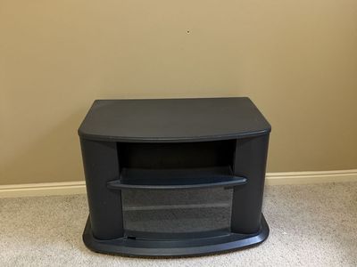 Black TV Stand Media Console with Glass Cabinet Door