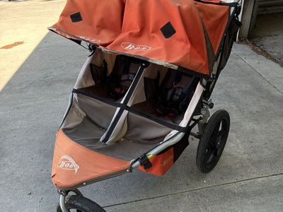 BOB Revolution Duallie Double Jogging Stroller - Orange/Grey - All-Terrain, Good Condition
