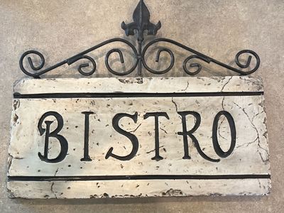 Decorative Bistro Sign Wall Decor - Rustic White & Black French Country Style