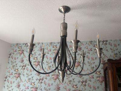 Rustic Bronze & Brushed Nickel 6-Light Chandelier with Edison Bulbs