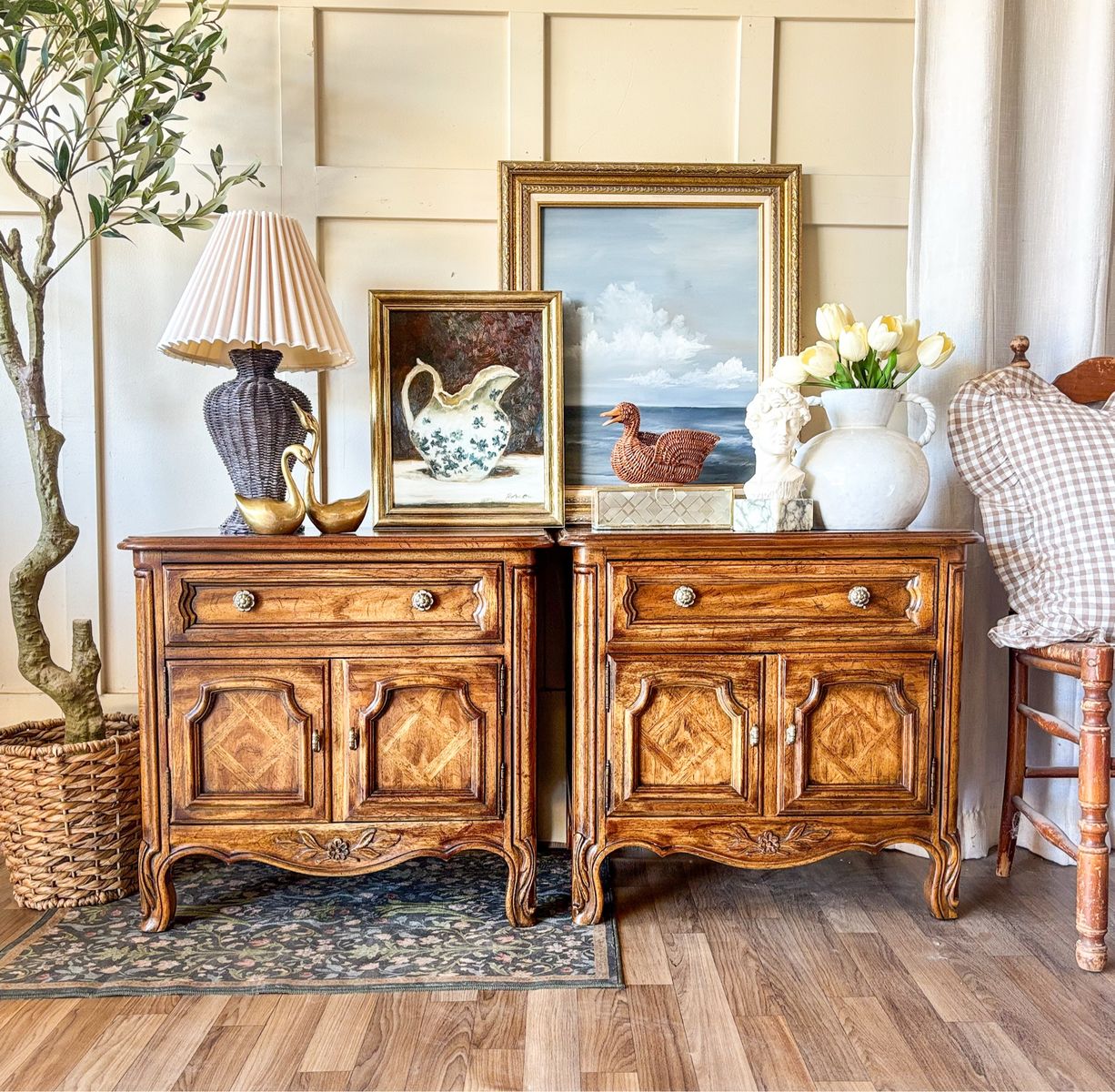 *FREE DELIVERY* Vintage Drexel French Provincial Oak Nightstands